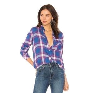 Rails Hunter Shirt in Ruby Sky White woven plaid white pink blue Size Small